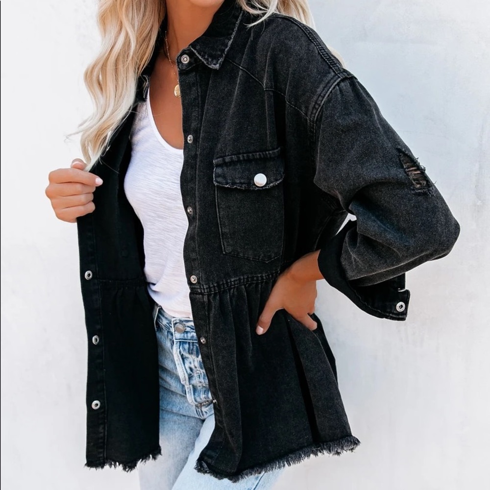 VICI Black Distressed Denim Jacket